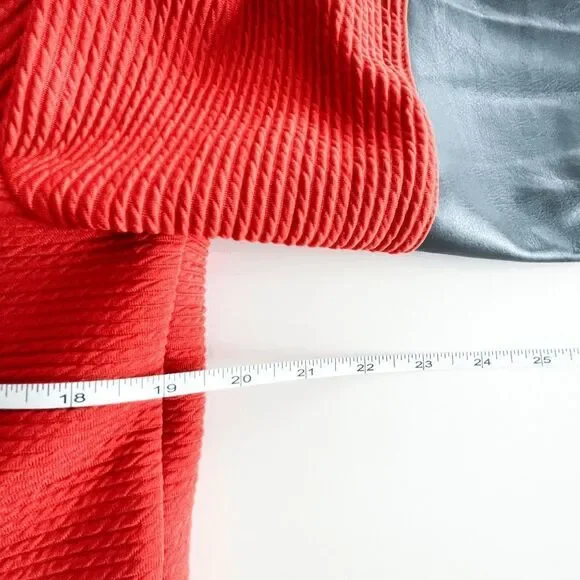 Joseph Ribkoff Women's Leather Sleeve Shawl Collar Open Front Ribbed Jacket Sz 6 - Picture 5 of 7